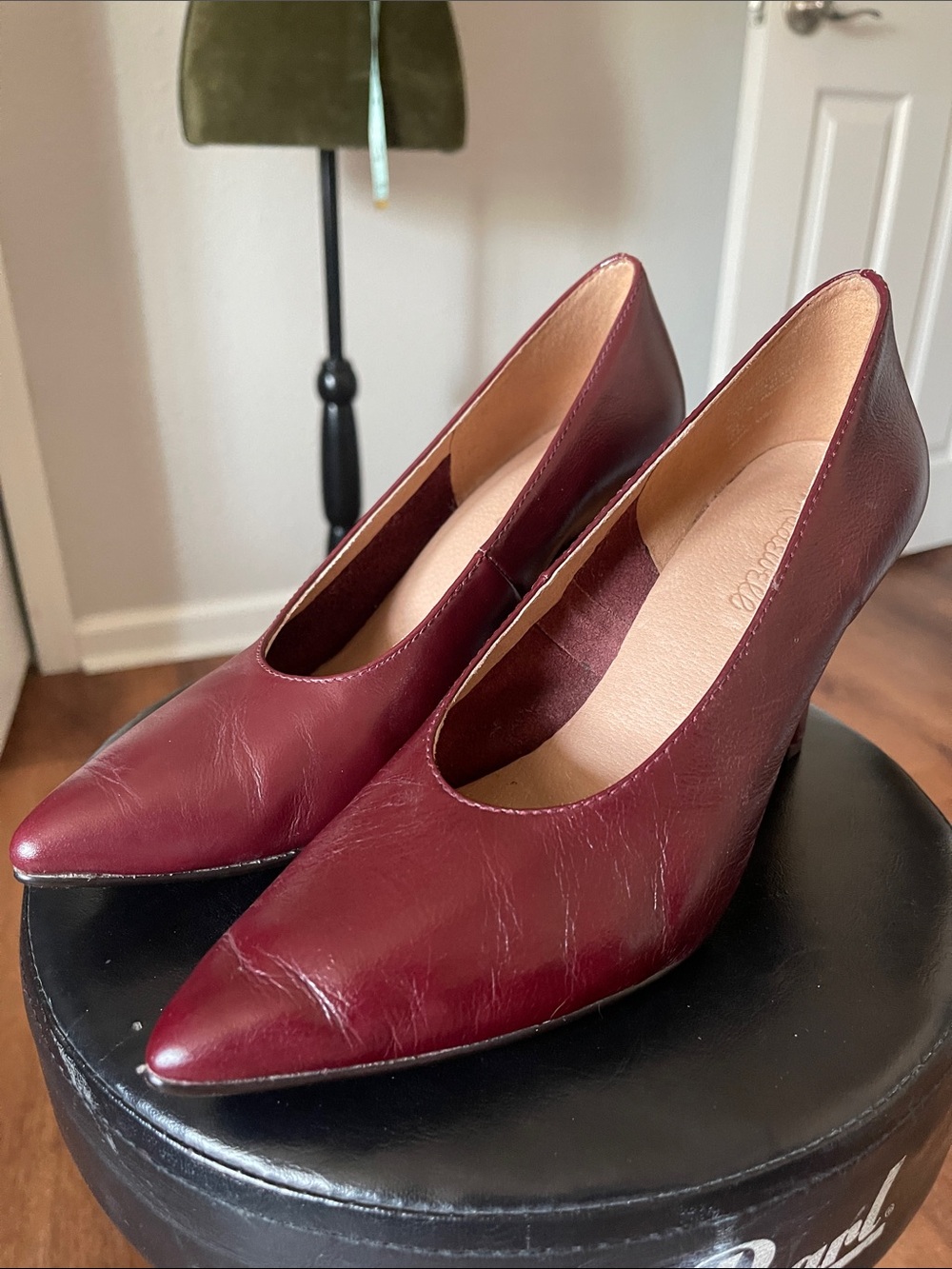 Madewell Women's Burgundy Pointed-Toe Leather Pumps